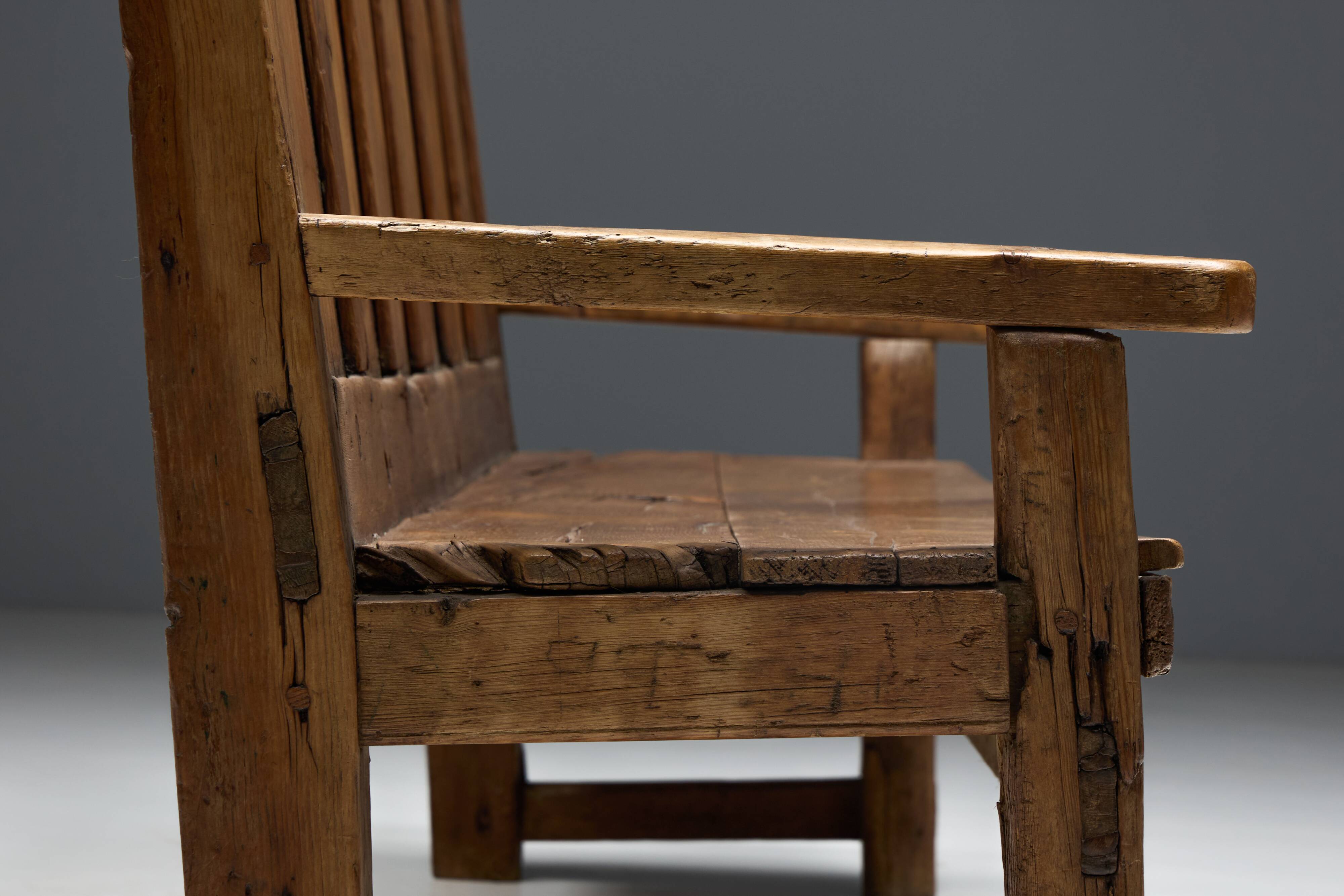 Rustic Travail Populaire Bench, France, 19th Century