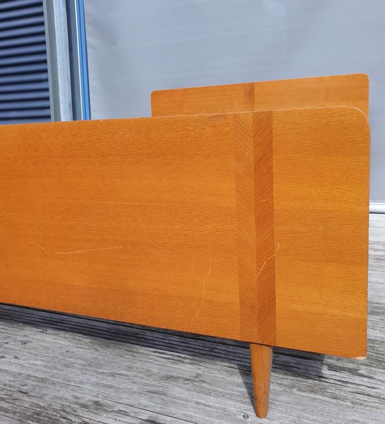 Vintage bed 1960 geometric marquetry 140