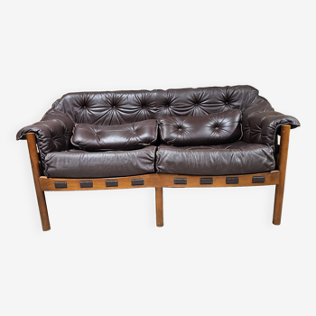 Vintage 2-seater leather sofa Coja Sweden 1960s