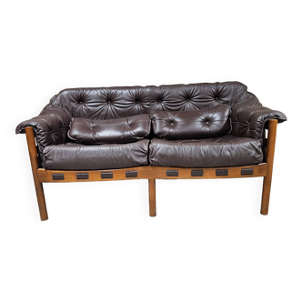Vintage 2-seater leather sofa Coja Sweden 1960s