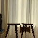 Pair of twisted wooden tripod stools