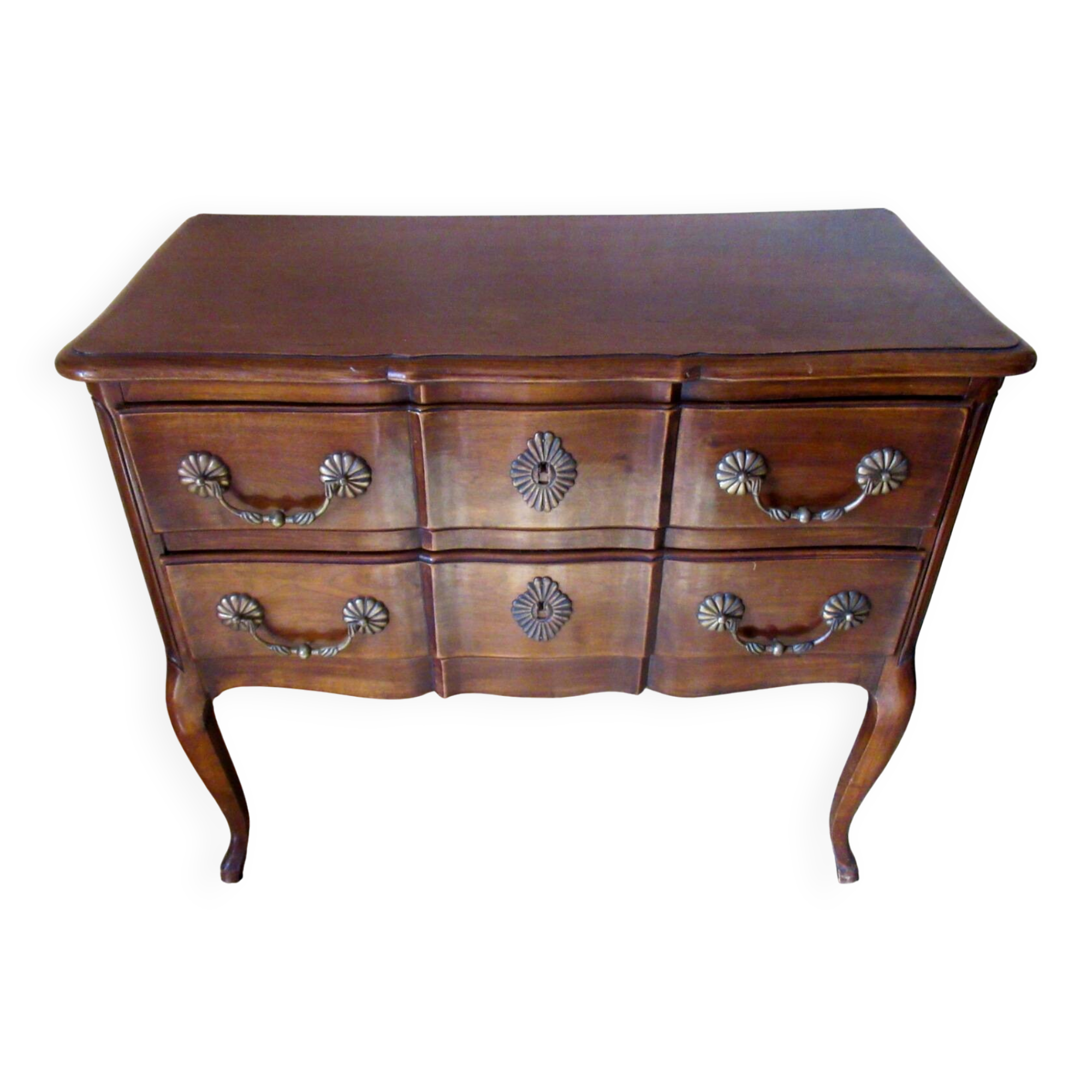 Small "crossbow" chest of drawers, Louis XV style, in walnut