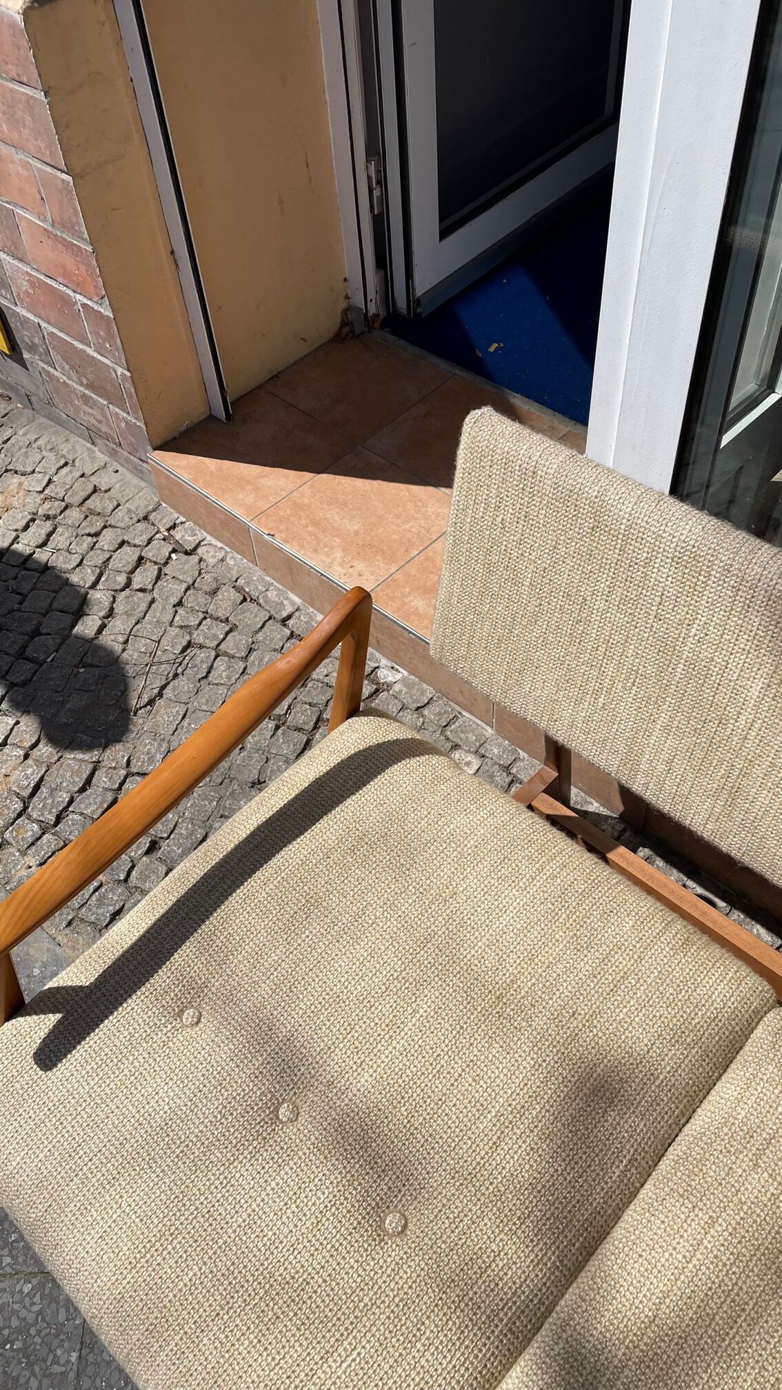 Canape daybed of the 60s in wood and wool
