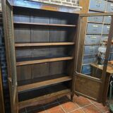 Marquetry bookcase with marble top