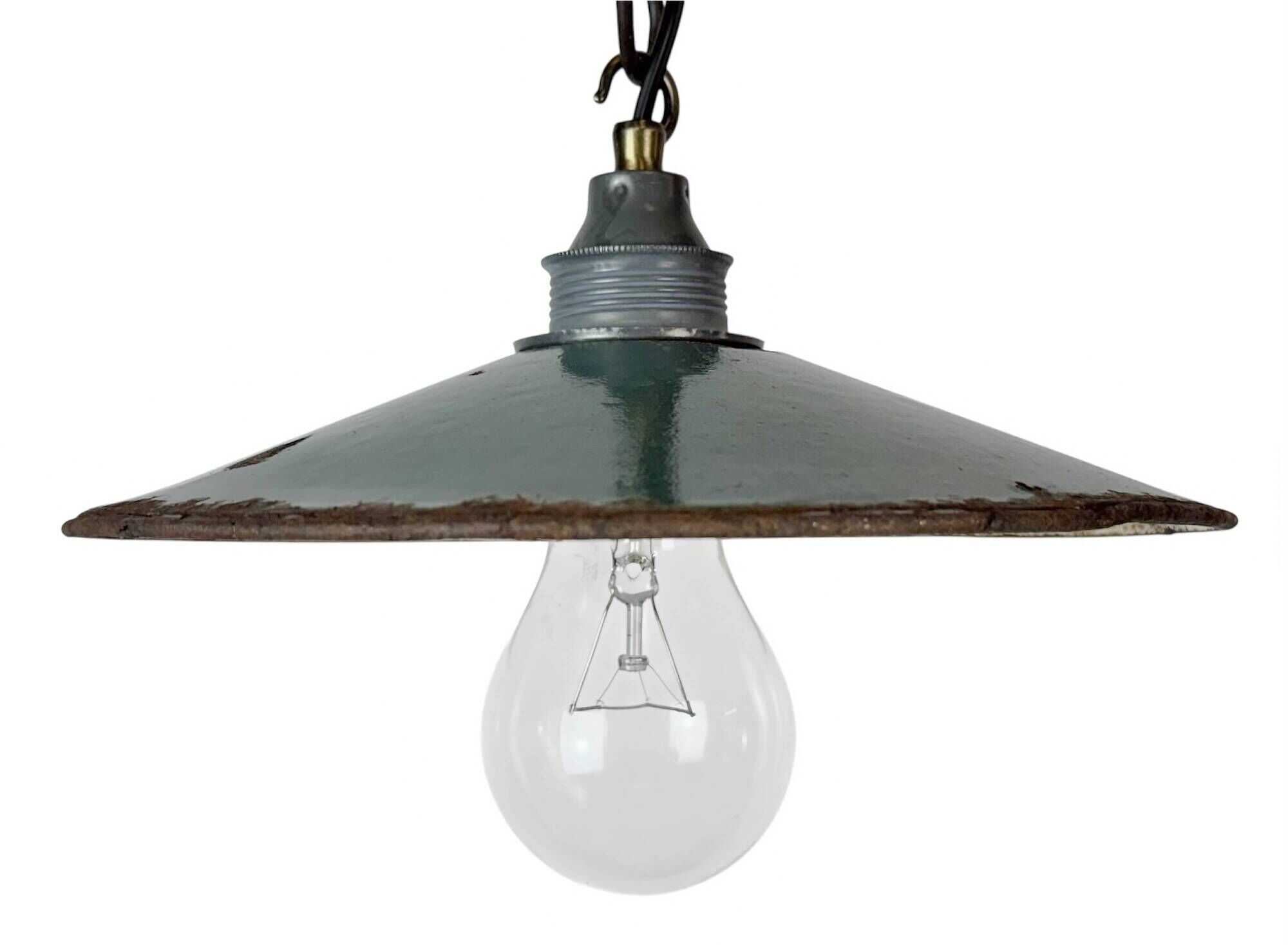 Industrial Green Enamel Light, 1950s