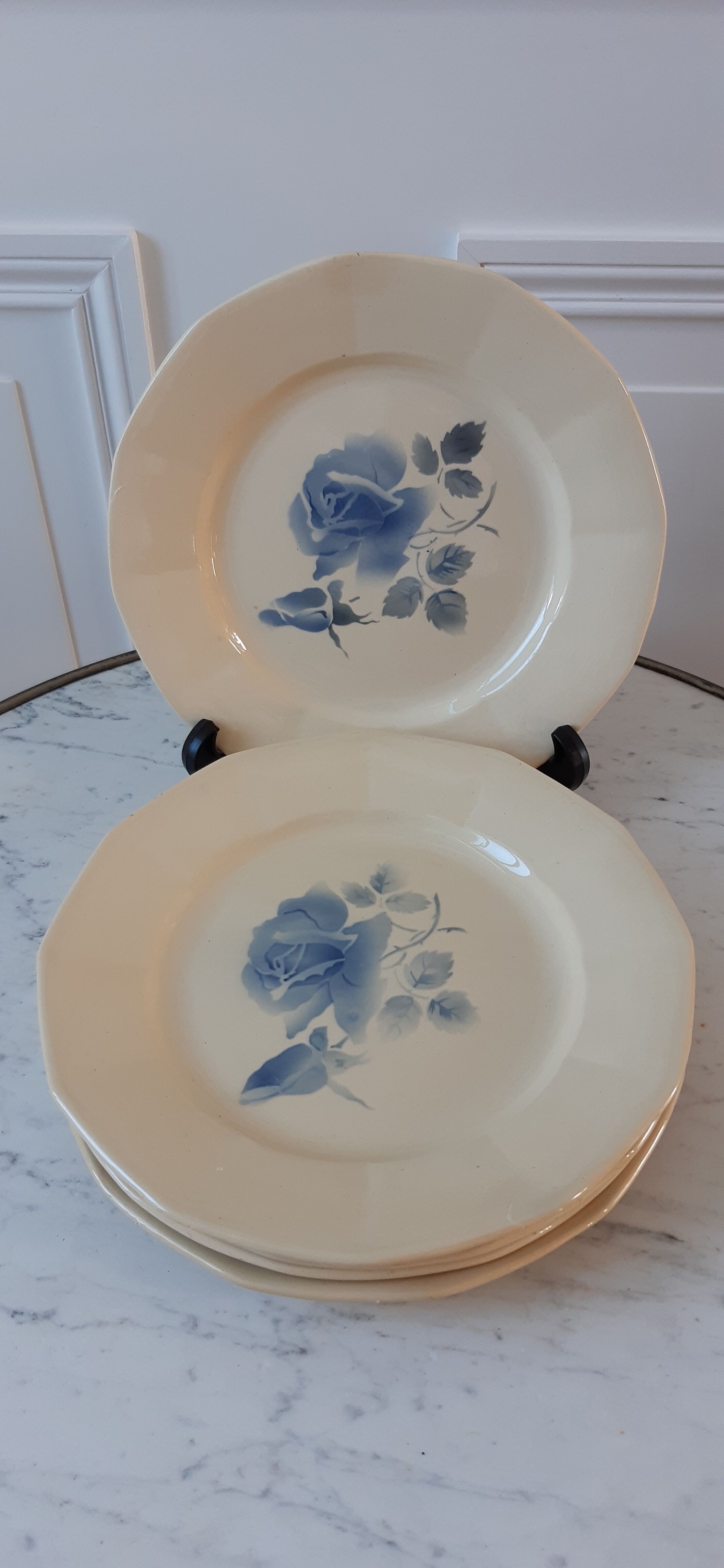 Set of 6 flat plates Digoin Sarreguemines 30s