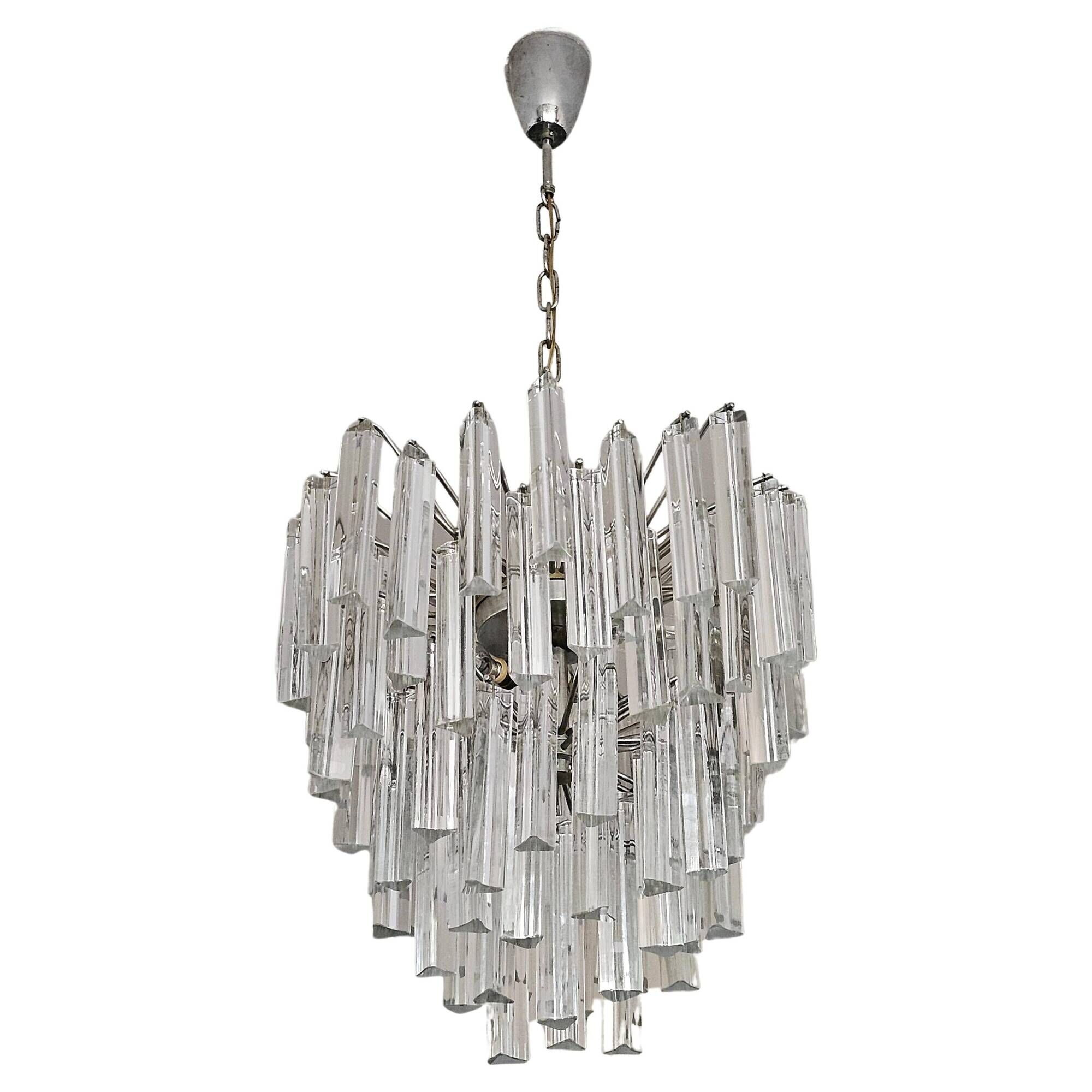 Mid-Century Modern Triedri Crystal Chandelier by Paolo Venini