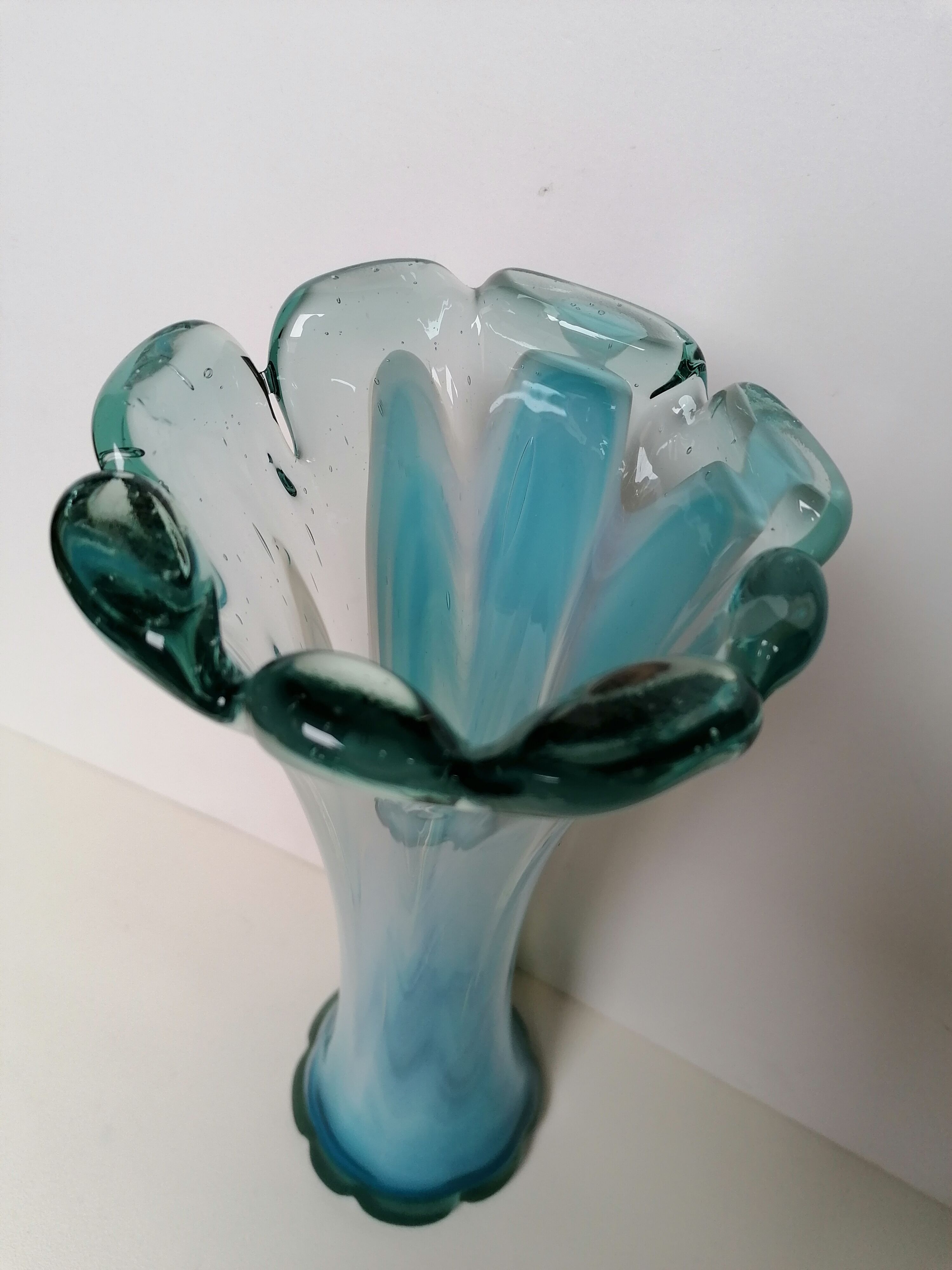 Murano blue glass paste vase