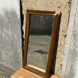 Miroir ancien en bois et stuc doré forme allongée moulure fine