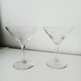 Set of 2 etched glass cocktail glasses