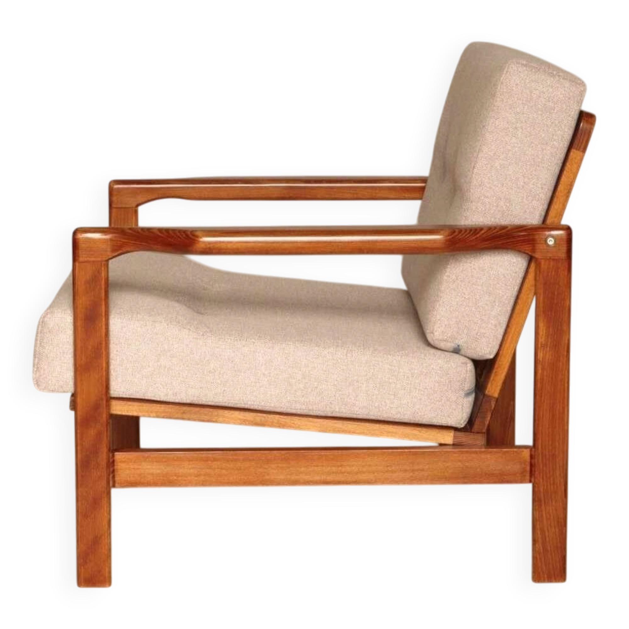 Vintage Armchair Beige Upholstery Scandinavian Design