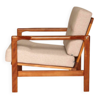 Vintage Armchair Beige Upholstery Scandinavian Design
