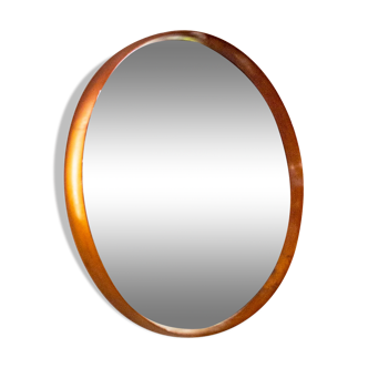 Circular mirror with wooden frame Italy, 50s