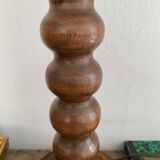 Turned wood lamp with paper shade