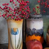 Vintage enameled stoneware potter's diabolo vase