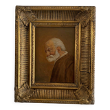 Oil on panel portrait of a bearded man 19th century by Jean