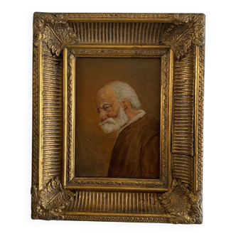 Oil on panel portrait of a bearded man 19th century by Jean