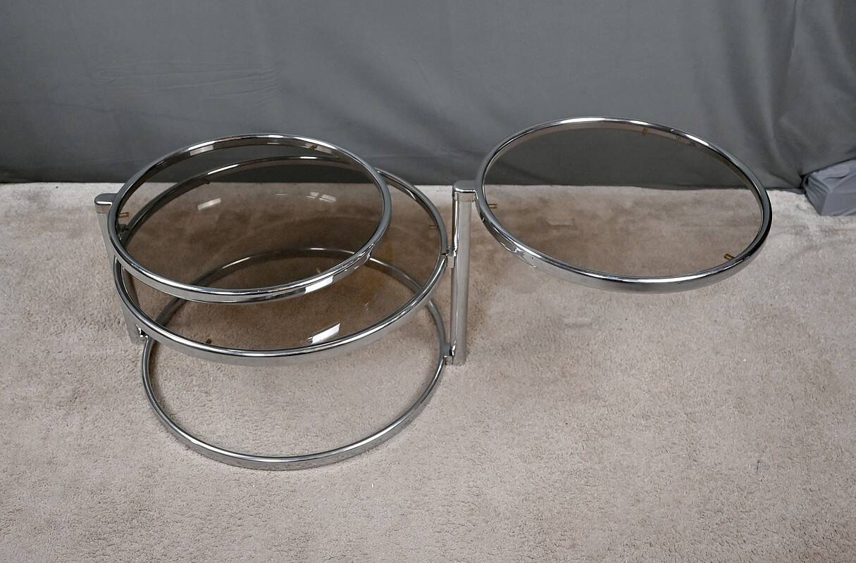 Coffee table with rotating trays, attributed to Milo Baughman – 1970