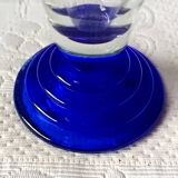 9 superb vintage cobalt blue glass stemmed flutes