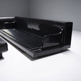 Rare Vintage Gradual lounge sofa in black leather by Cini Boeri for Knoll