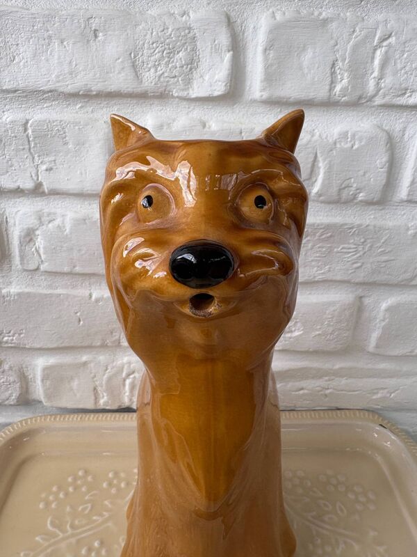 Pichet en barbotine chien Moulin des Loups Orchies