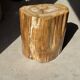 Table d'appoint en bois pétrifié orange doré et blanche ovale H46 D38 - 333