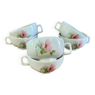 6 tasses porcelaine LAFARGE LIMOGES