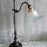 Adjustable lamp in painted metal with frosted glass tulip
