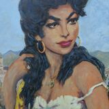 Painting 1950 signed bohemian portrait