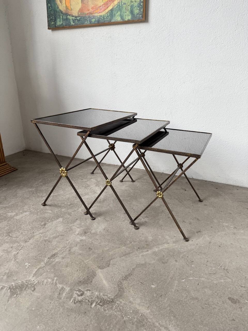 Adnet 1950s nesting tables trio