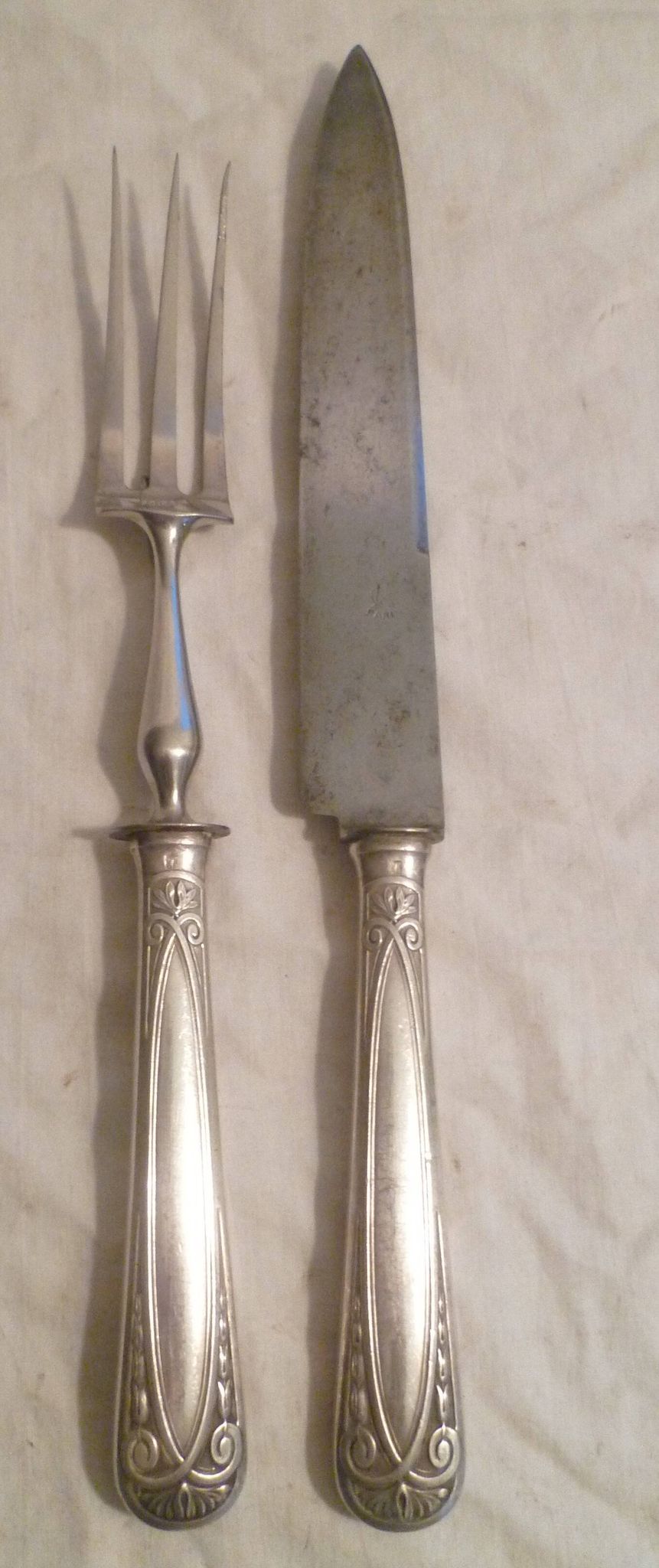 Cutlery for cutting meat in silver plated art nouveau style jugenstyl