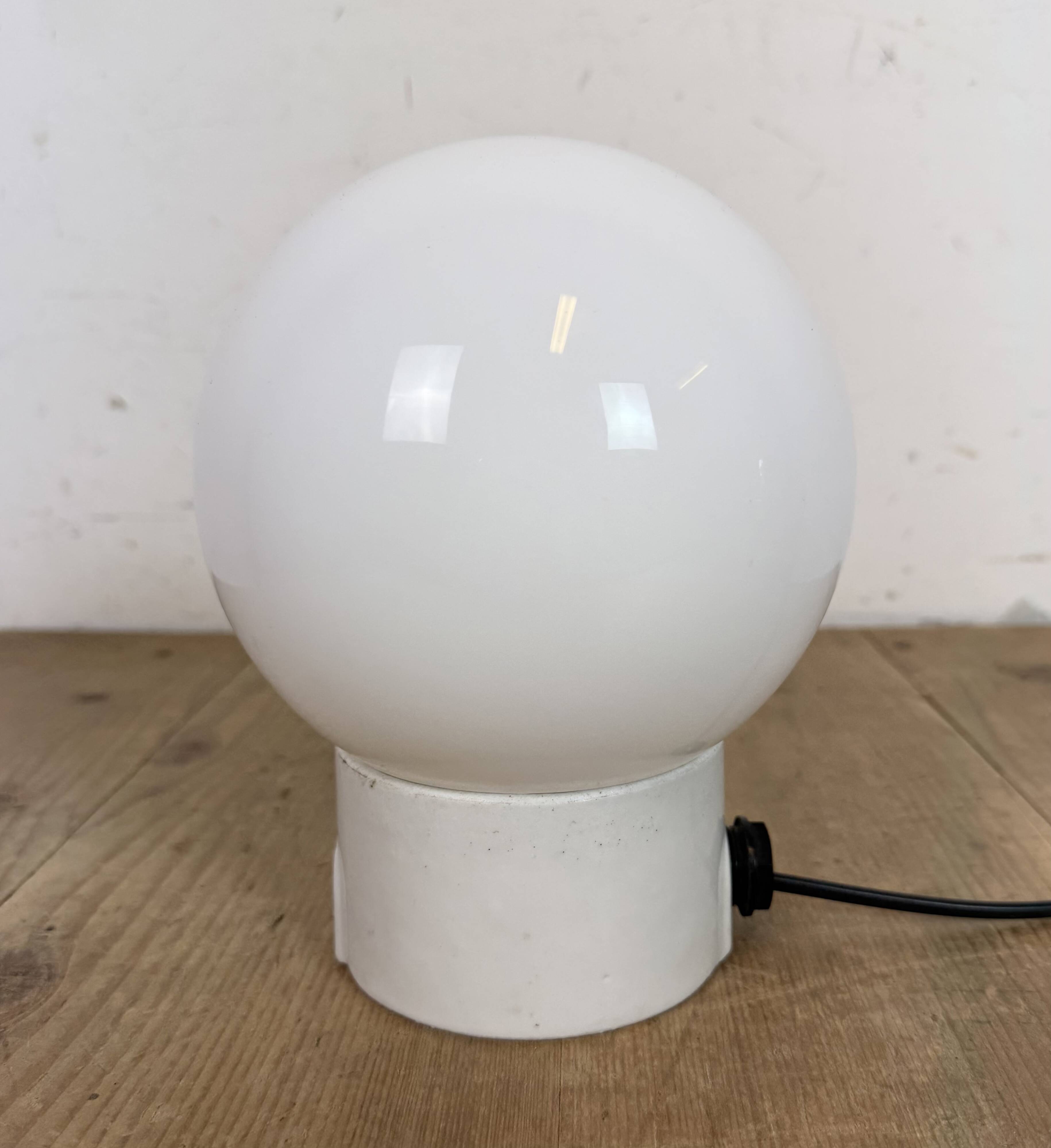 Vintage White Porcelain Wall Light with Milk Glass, 1960s