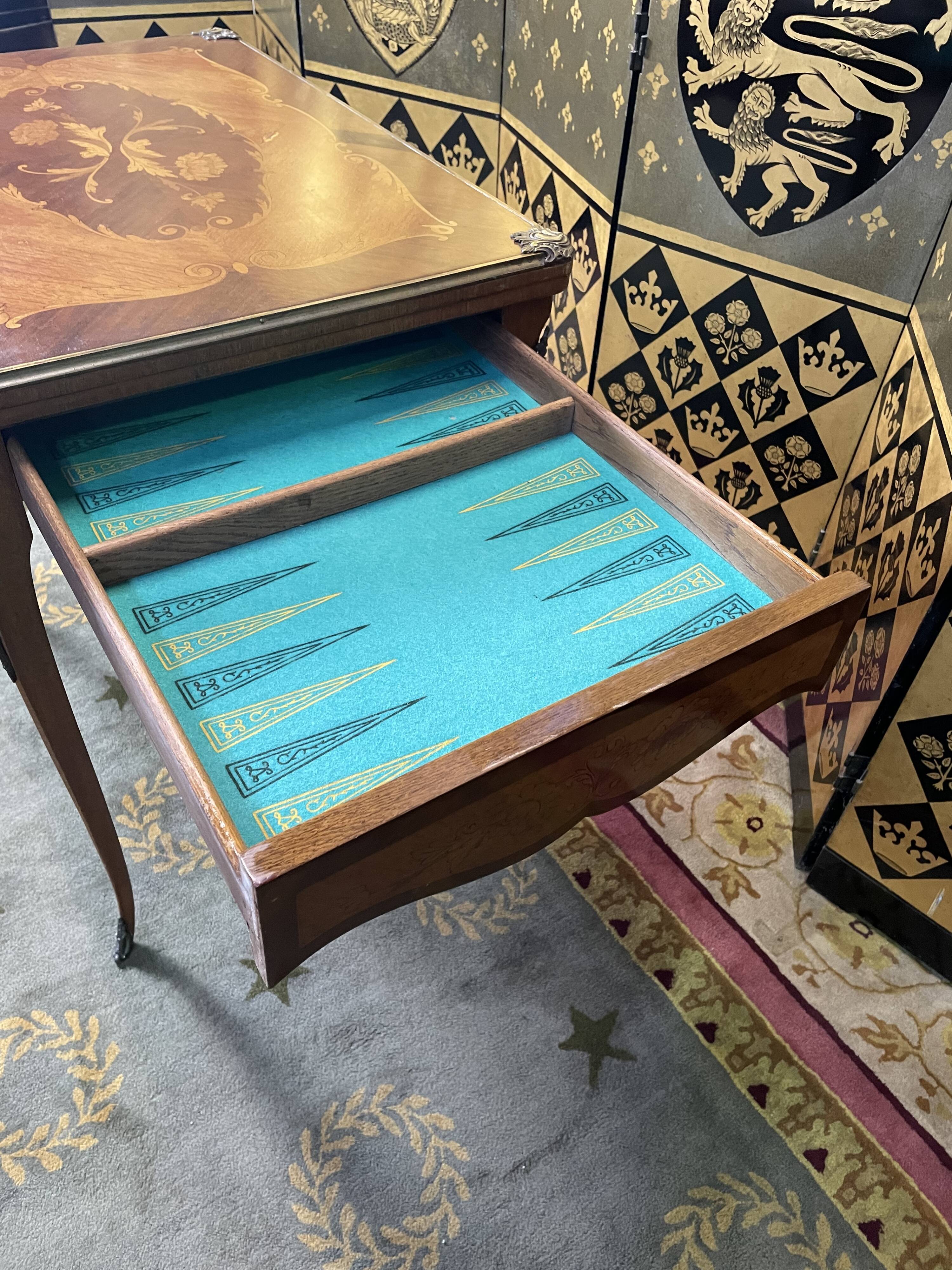 Louis XV style marquetry games table