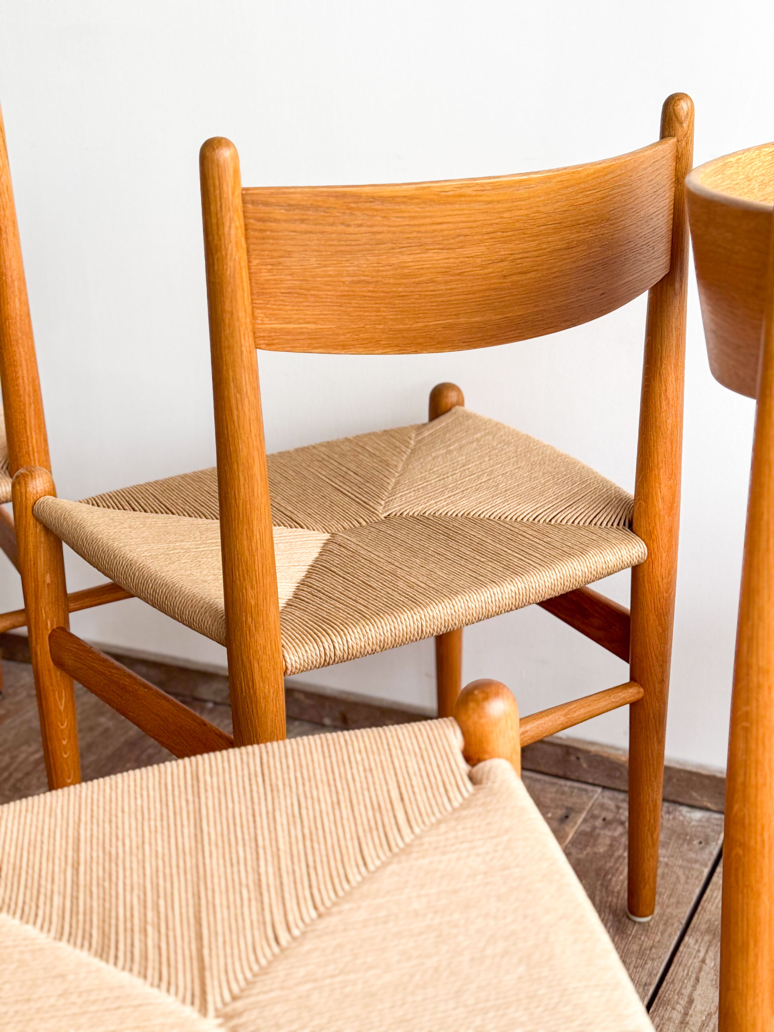 Ensemble de 6 chaises CH36 de Hans J. Wegner en chêne, corde danoise