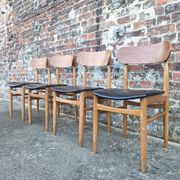 Gessef Consorzio Sedie Friuli set of 4 vintage chairs, teak seats