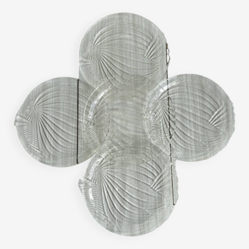 5 transparent fish plates.
