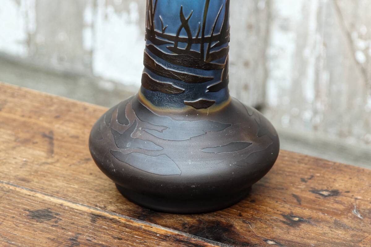 Vase with dragonflies, glass paste, in the style of Gallé