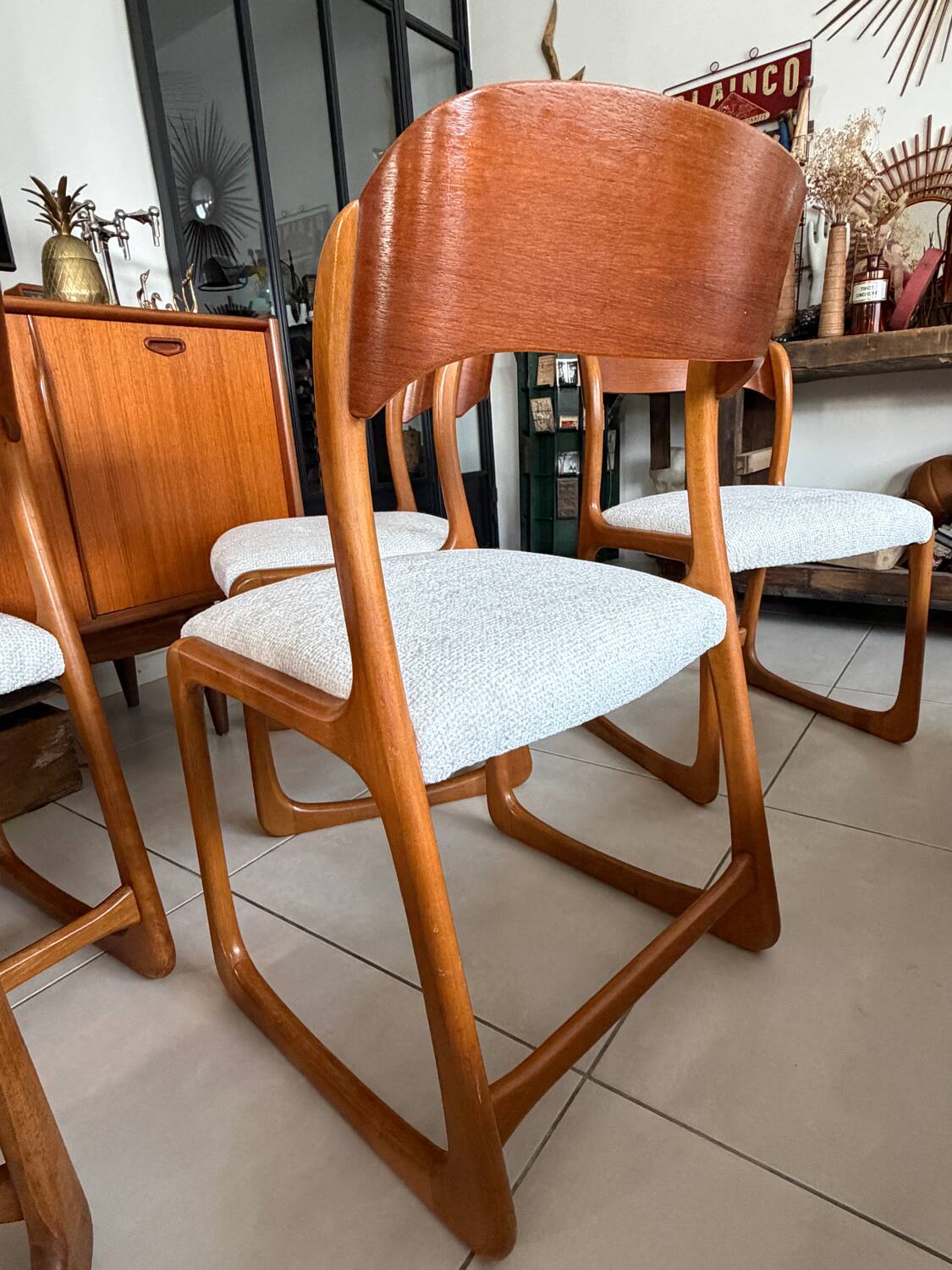 Set of 6 vintage Baumann sled chairs