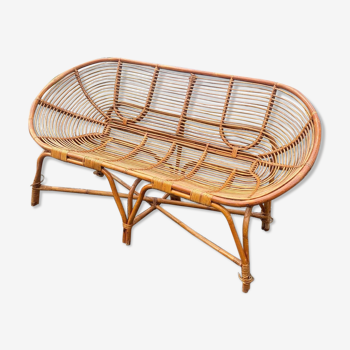 Large rattan bench, typical of the 60s