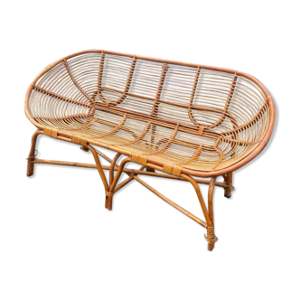 Large rattan bench, typical of the 60s