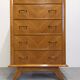 Commode, chiffonnier 5 tiroirs en chêne blond, France vers 1950