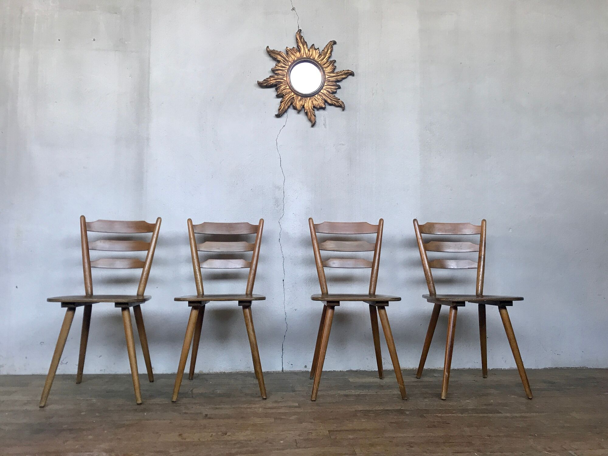 Series of 20 Scandinavian chairs or vintage wooden bistro