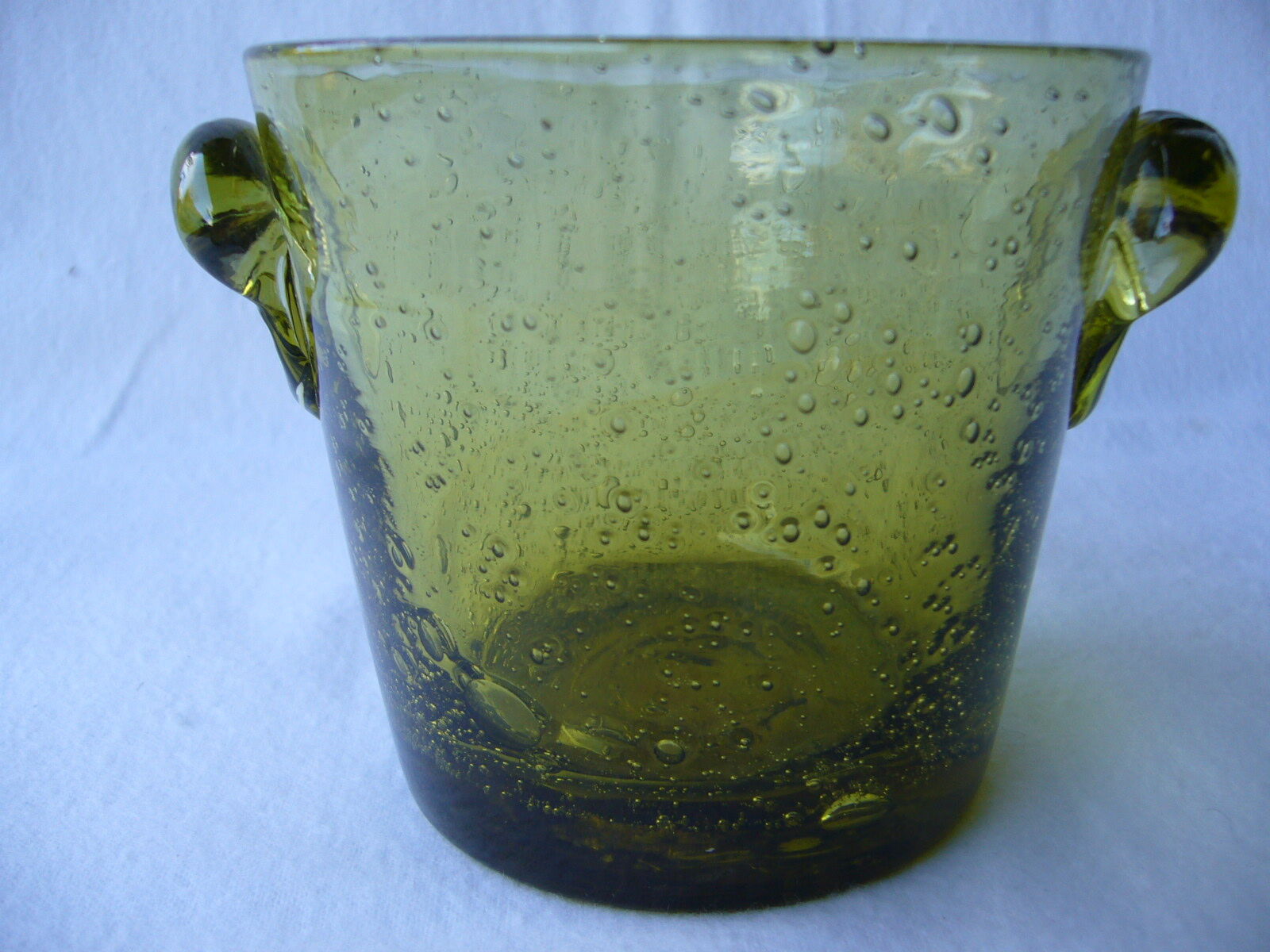 Vintage bubbled glass Biot ice bucket