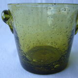 Vintage bubbled glass Biot ice bucket