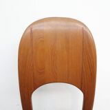 Vintage eetkamerstoelen Holstebro Denmark Teakhout nieuwe stoffering blauw