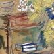 1930s/1950s, Watercolor Gouachée Figurant Un Intérieur Au Bouquet De Fleurs.