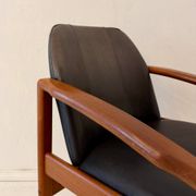 Mid-century modern chair in teak and black leather, Germany, 1960s