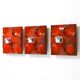 Three beautiful original 1970s Space Age red ceramic wall lamps