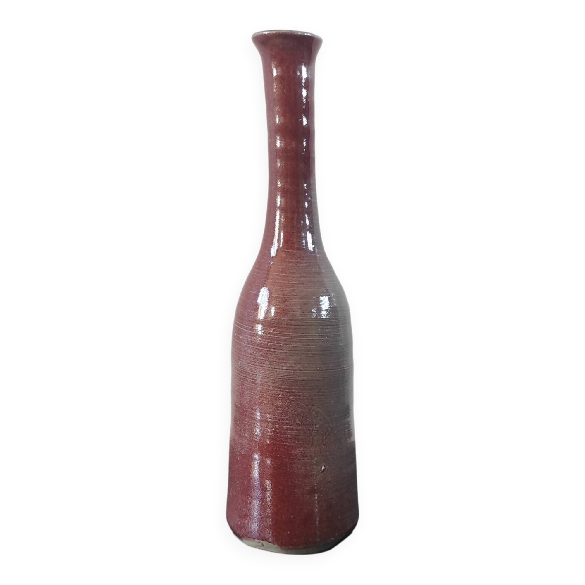 Vintage glazed stoneware bottle soliflore vase