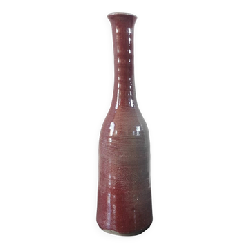 Vintage glazed stoneware bottle soliflore vase